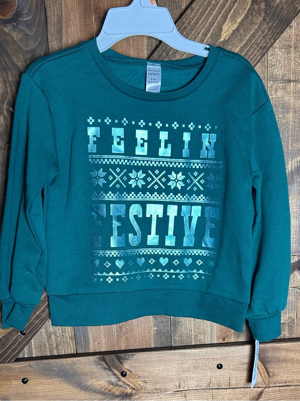 Carter's Teal Girls' 'Feelin Festive' Crewneck Sweatshirt